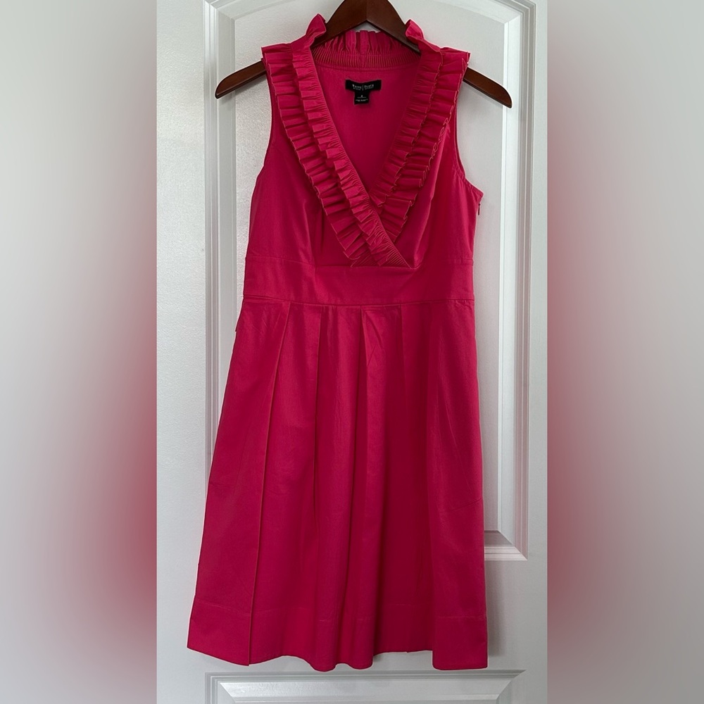 WHBM Sleeveless A-Line Dress with Tie Waist & Pockets, Pink, Size 4